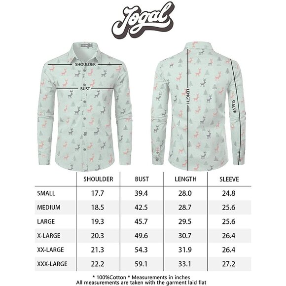 Men's Greencandy Christmas Sirts Claus Party Long Sleeve Button Down Shirts - Picture 7 of 7